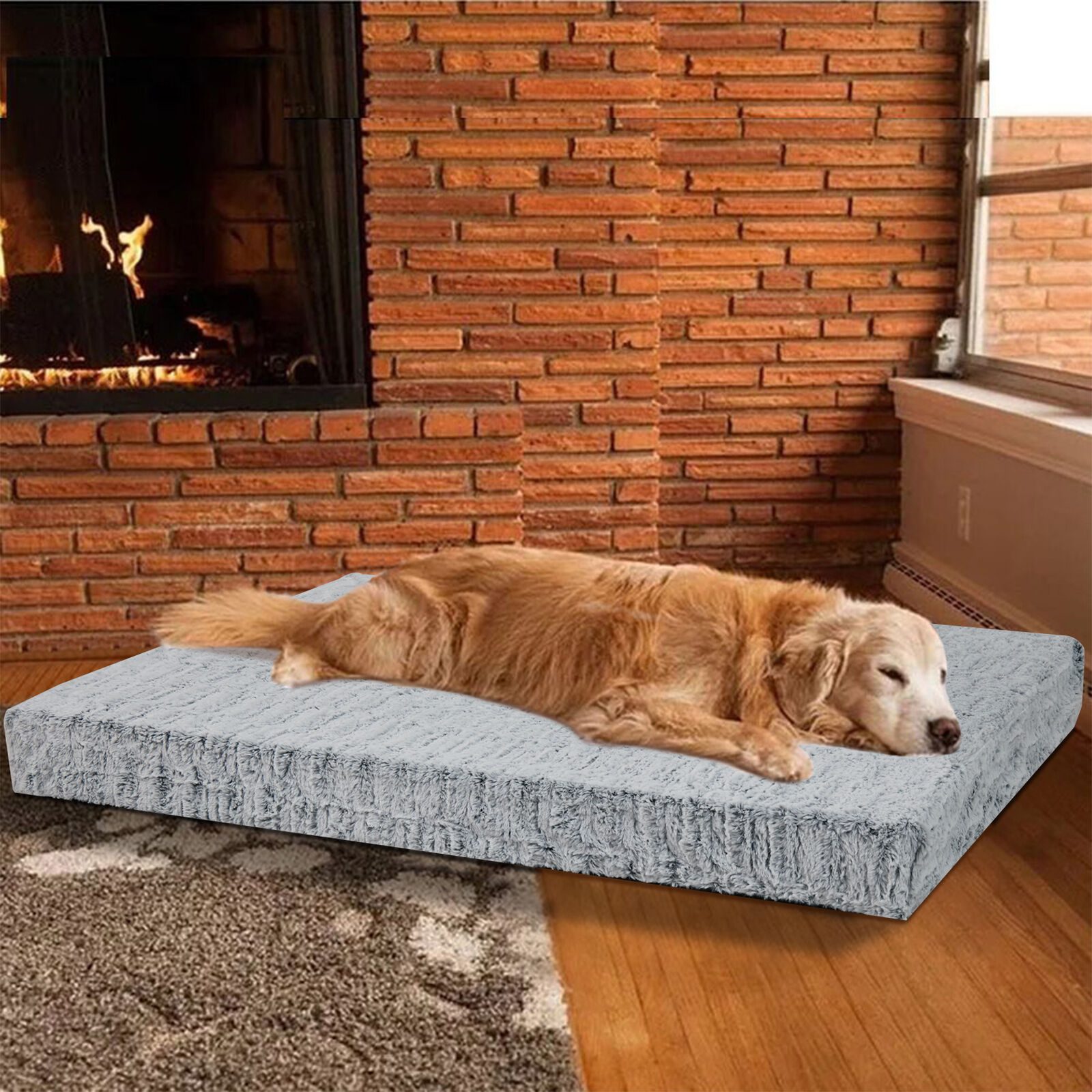 Orthopedic Short Plush Waterproof Large Dog Bed Washable Pet Kennel Foam Mattress Mat Orthopedic Short Plush Waterproof Large Dog Bed Washable Pet Kennel Foam Mattress Mat